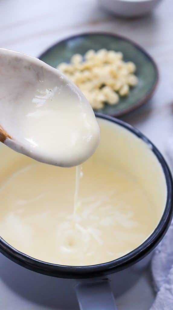 Iced White Chocolate Mocha with White Chocolate Syrup In Process