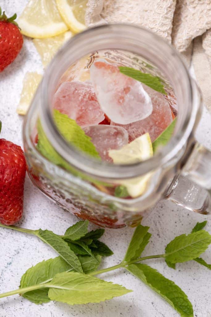 Strawberry Mojito Mocktail in process