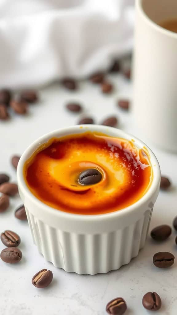 Irish Coffee Crème Brûlée with coffee beans