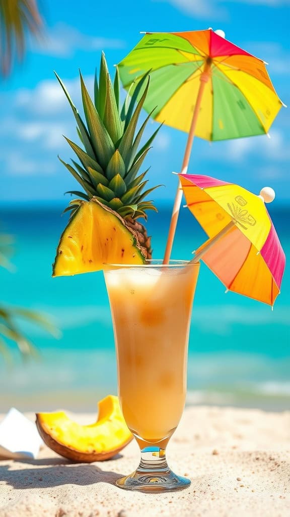 A refreshing tropical mocktail recipe with pineapple and orange juice.