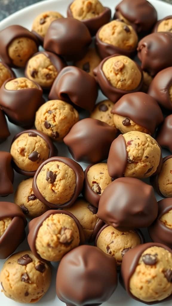 Delicious cookie dough truffles coated in chocolate