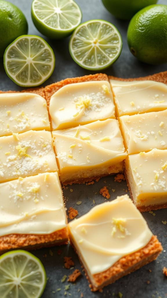 Key Lime Pie Bars with lime slices