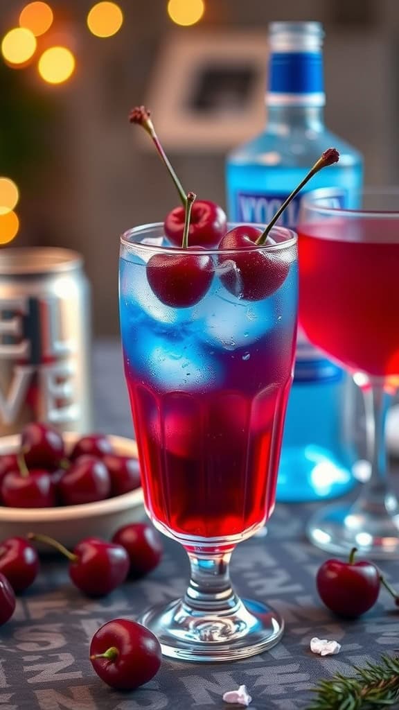 Vibrant Cherry Bomb Cocktail with cherries garnish